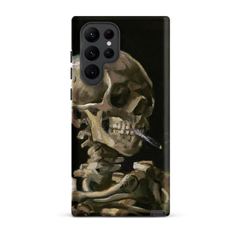 Skeleton with a Cigarette - Vincent Van Gogh Phone Case Samsung Galaxy S22 Ultra / Matte Black Phone Case Detailed Painted Depiction
