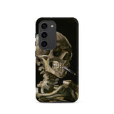 Skeleton with a Cigarette - Vincent Van Gogh Phone Case Samsung Galaxy S23 / Matte Black Phone Case Detailed Painted Depiction Skeleton