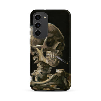 Skeleton with a Cigarette - Vincent Van Gogh Phone Case Samsung Galaxy S23 Plus / Matte Black Phone Case Painted Depiction Skeleton