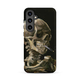 Skeleton with a Cigarette - Vincent Van Gogh Phone Case Samsung Galaxy S24 Plus / Matte Black Phone Case Detailed Painted Depiction Skull
