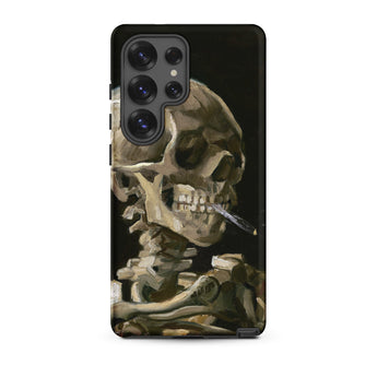 Skeleton with a Cigarette - Vincent Van Gogh Phone Case Samsung Galaxy S25 Ultra / Matte Black Phone Case Painted Depiction Skeleton