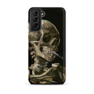 Skeleton with a Cigarette Vincent Van Gogh Samsung Case, Galaxy S21 Plus / Matte, Black Smartphone Case Skeleton Cigarette Painted