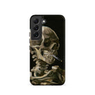 Skeleton with a Cigarette Vincent Van Gogh Samsung Case, Galaxy S22 / Matte, Black Phone Case Stylized Skeletal Figure Cigarette