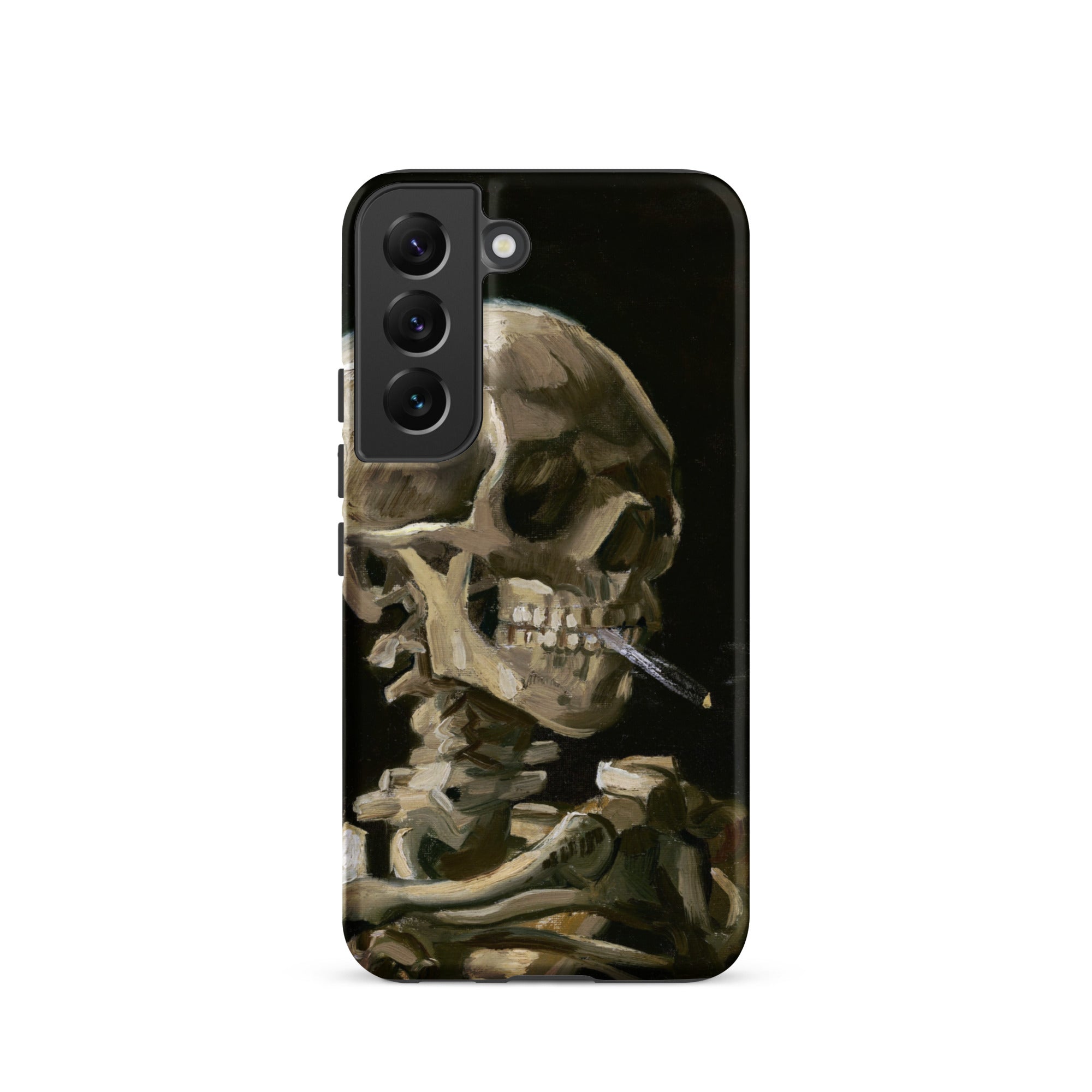 Skeleton with a Cigarette Vincent Van Gogh Samsung Case, Galaxy S22 / Matte, Black Phone Case Stylized Skeletal Figure Cigarette
