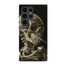 Skeleton with a Cigarette Vincent Van Gogh Samsung Case, Galaxy S24 Ultra / Matte, Black Phone Case Stylized Skeletal Figure Cigarette