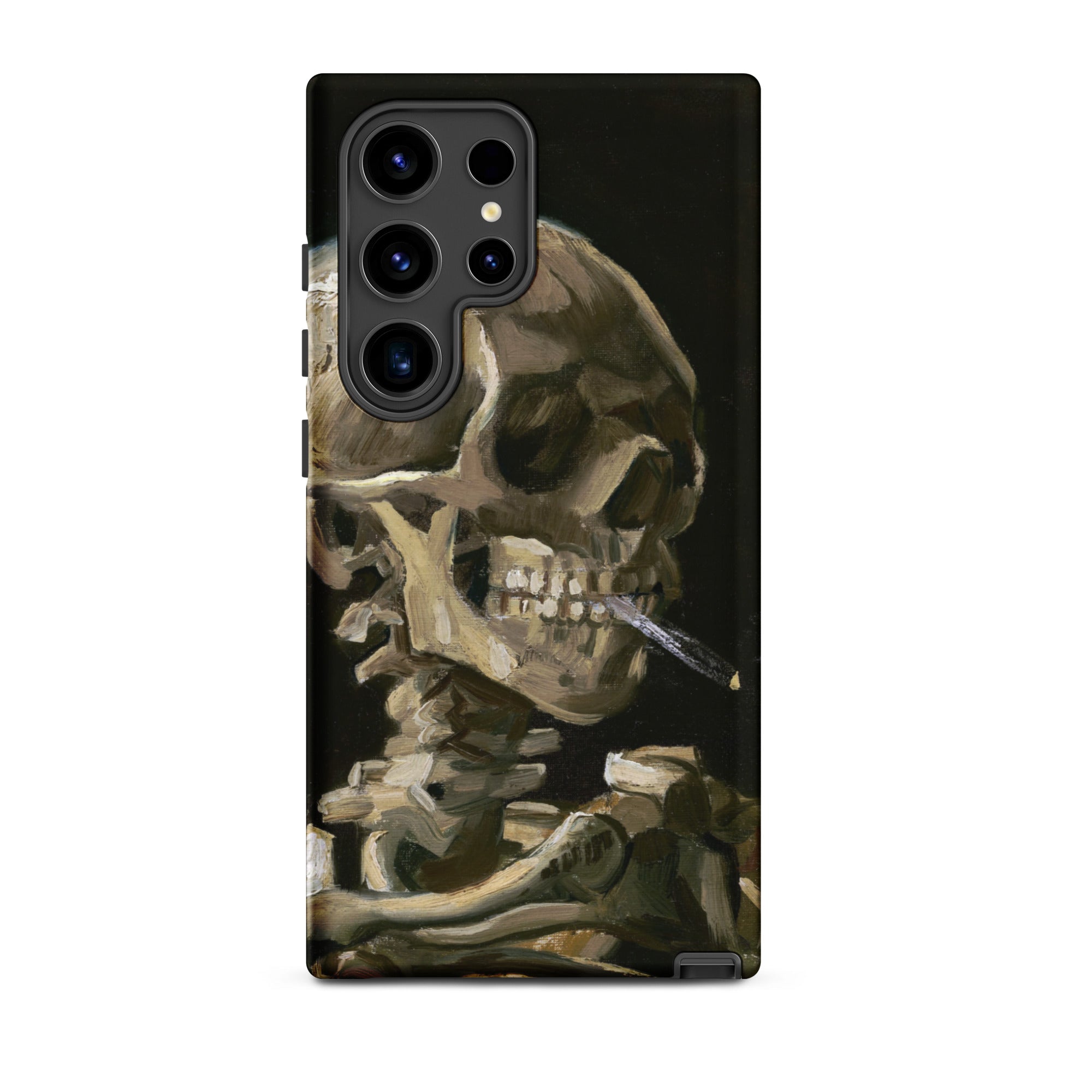 Skeleton with a Cigarette Vincent Van Gogh Samsung Case, Galaxy S24 Ultra / Matte, Black Phone Case Stylized Skeletal Figure Cigarette