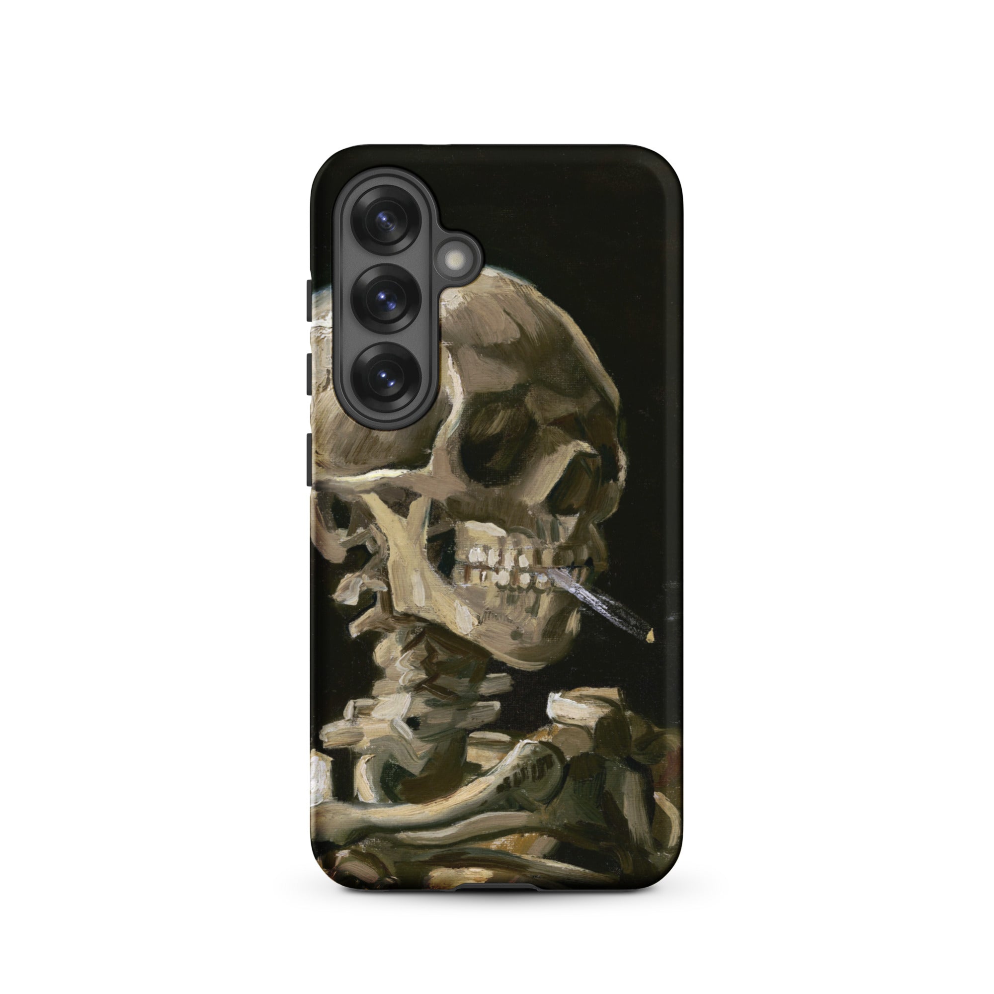 Skeleton with a Cigarette Vincent Van Gogh Samsung Case, Galaxy S25 / Matte, Black Phone Case Stylized Skeleton Cigarette