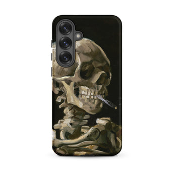 Skeleton with a Cigarette - Vincent Van Gogh Samsung Case, Galaxy S25 Plus / Matte, Black Phone Case Stylized Skeleton Cigarette