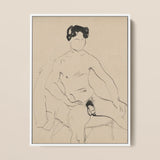 Sketchbook 40 Sheets - Cyprian Majerník Art Print / Canvas Minimalist Black Ink Sketch Seated Nude Figure White Male, Majerník’s, Raw