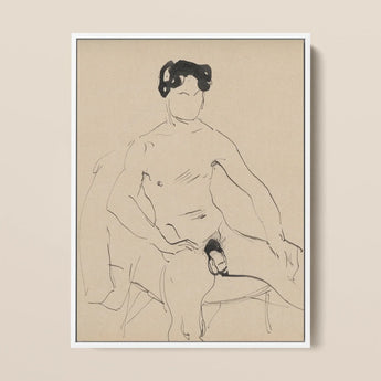 Sketchbook 40 Sheets - Cyprian Majerník Art Print / Canvas Minimalist Black Ink Sketch Seated Nude Figure White Male, Majerník’s, Raw