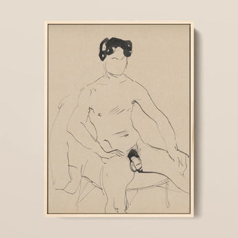 Sketchbook 40 Sheets - Cyprian Majerník Art Print / Canvas Minimalist Black-and-white Line Seated Figure Elegant Framed Male Nude,