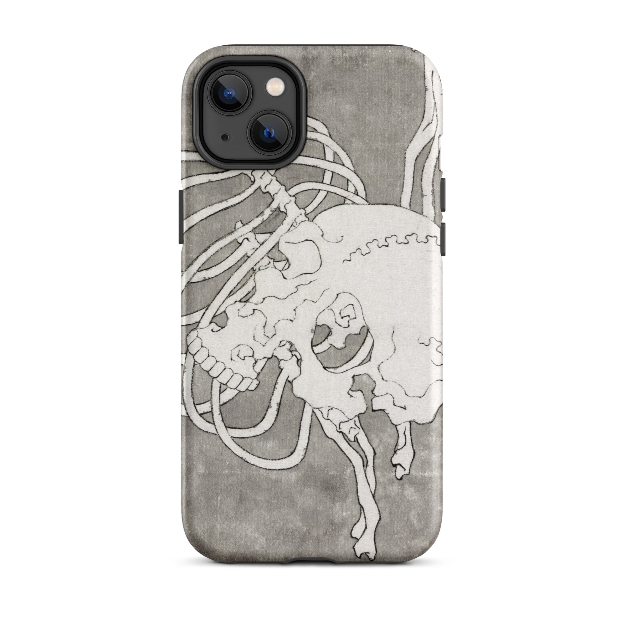 Skull and a Rib Cage - Katsushika Hokusai Iphone Case, 14 Plus / Matte, Gray Phone Case Skull Design