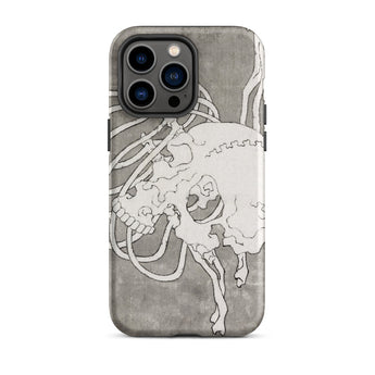 Skull and a Rib Cage - Katsushika Hokusai Iphone Case, 14 Pro Max / Matte, Gray Phone Case Skull Design