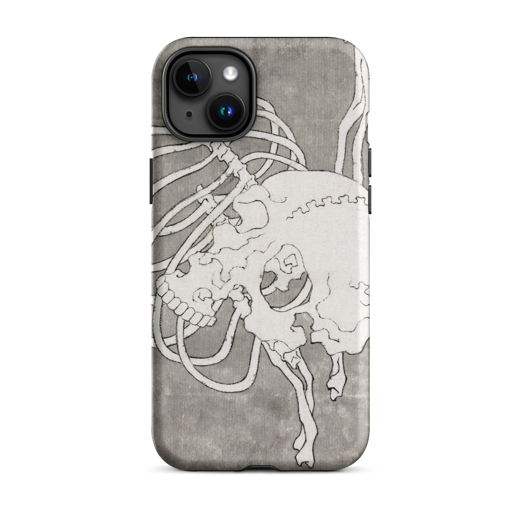 Skull and a Rib Cage - Katsushika Hokusai Iphone Case, 15 Plus / Matte, Gray Phone Case Skull Design