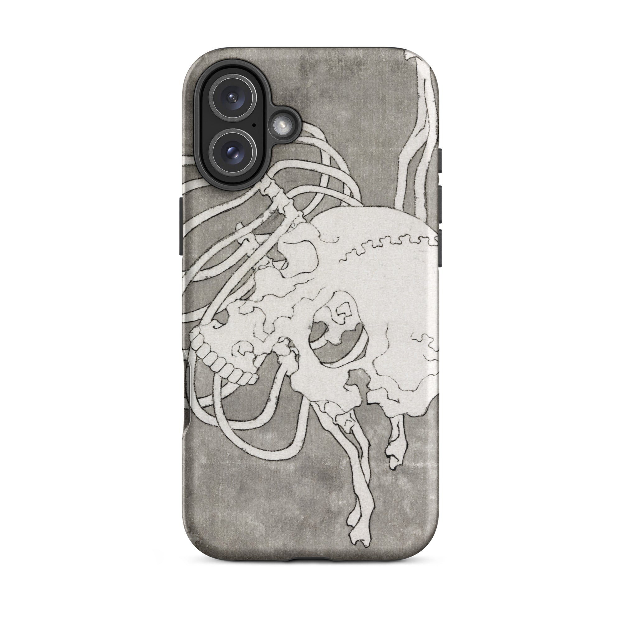 Skull and a Rib Cage - Katsushika Hokusai Iphone Case, 16 Plus / Matte, Skull-themed Phone Case