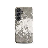 Skull and a Rib Cage - Katsushika Hokusai Phone Case Samsung Galaxy S25 / Matte Gray Textured Phone Case White Line-art Skull Design