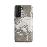 Skull and a Rib Cage - Katsushika Hokusai Phone Case Samsung Galaxy S21 Fe / Matte Gray Textured Phone Case White Line-art Illustration