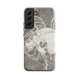 Skull and a Rib Cage - Katsushika Hokusai Phone Case Samsung Galaxy S22 Plus / Matte Gray Textured Phone Case White Line-art Illustration