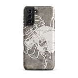 Skull and a Rib Cage - Katsushika Hokusai Phone Case Samsung Galaxy S21 Plus / Matte Gray Phone Case White Line-art Illustration Skeletal