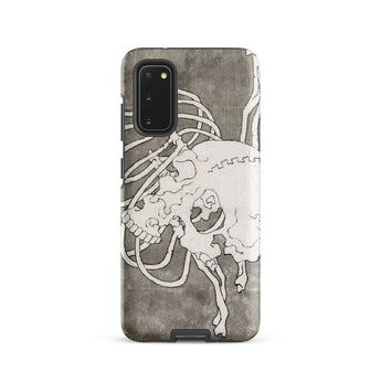 Skull and a Rib Cage - Katsushika Hokusai Phone Case Samsung Galaxy S20 / Matte Sleek Gray Phone Case Detailed White Line-art Illustration