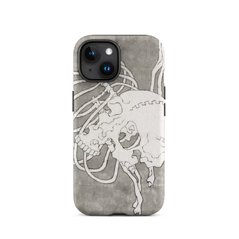 Skull and a Rib Cage - Katsushika Hokusai Phone Case Iphone 15 / Matte Skull-themed Phone Case Katsushika Hokusai Iphone Case, Iphone, Rib