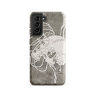 Skull and a Rib Cage Katsushika Hokusai Samsung Case, Galaxy S21 / Matte, Smartphone Case White Skeletal Design Wires Distressed Gray