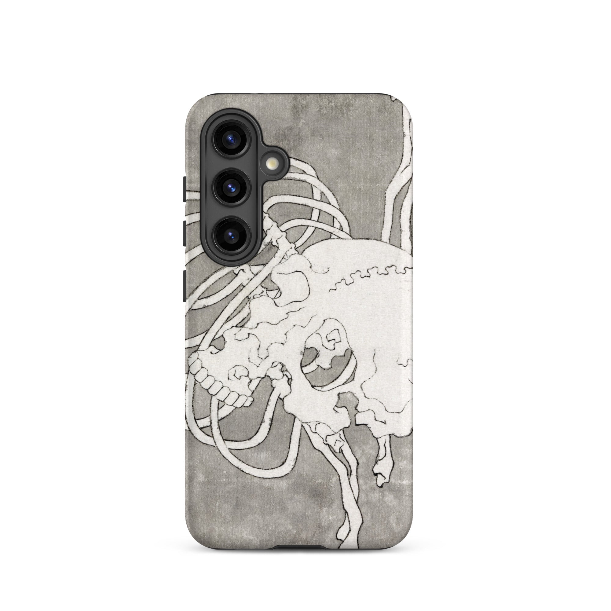 Skull and a Rib Cage Katsushika Hokusai Samsung Case, Galaxy S24 / Matte, Phone Case Stylized Skeletal Design