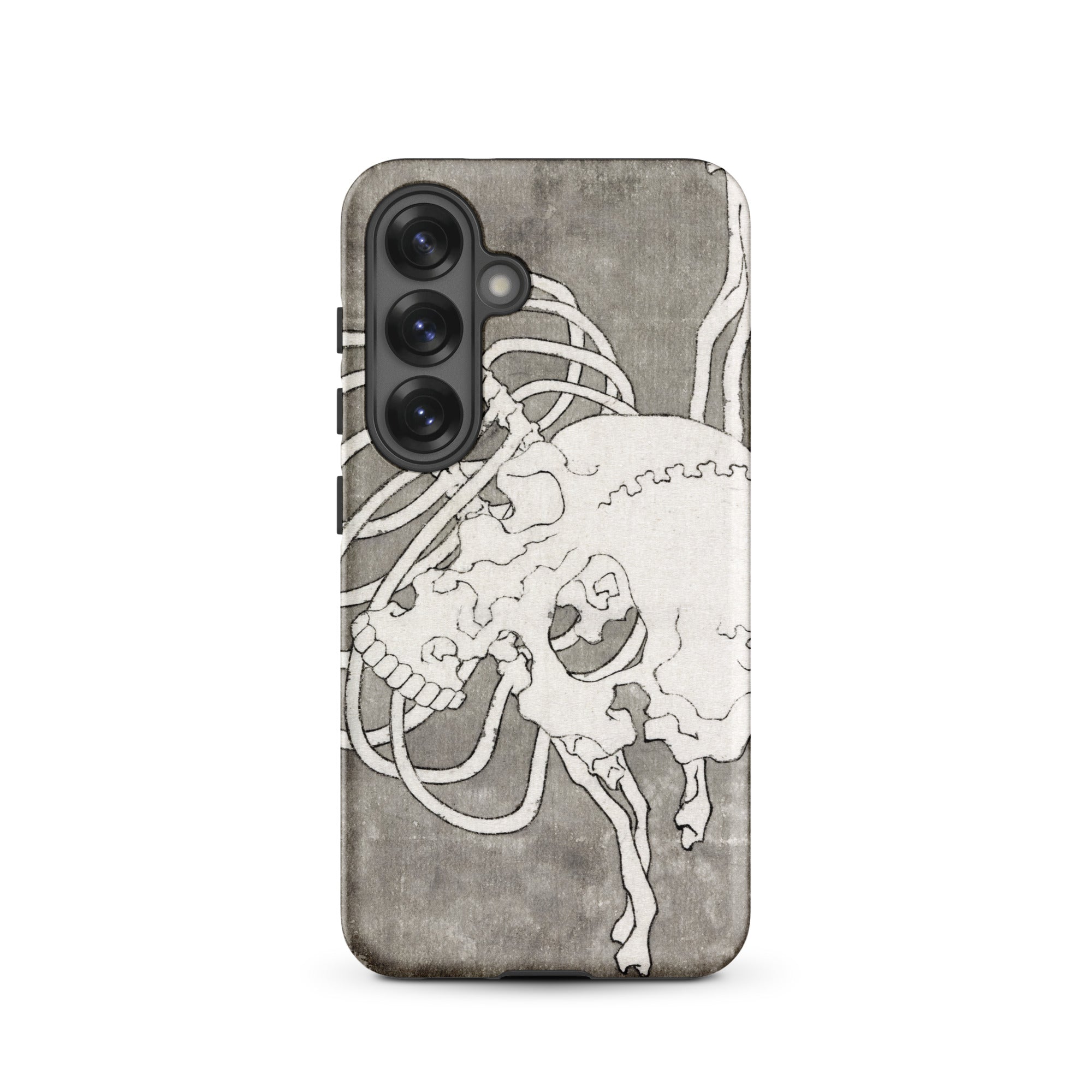 Skull and a Rib Cage Katsushika Hokusai Samsung Case, Galaxy S25 / Matte, Smartphone Case Skull Wires Design