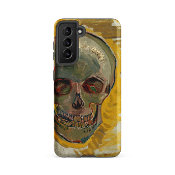 Skull - Vincent Van Gogh Fever Dream Samsung Case, Galaxy S21 Fe / Matte, Smartphone Case Painted Skull Yellow Background