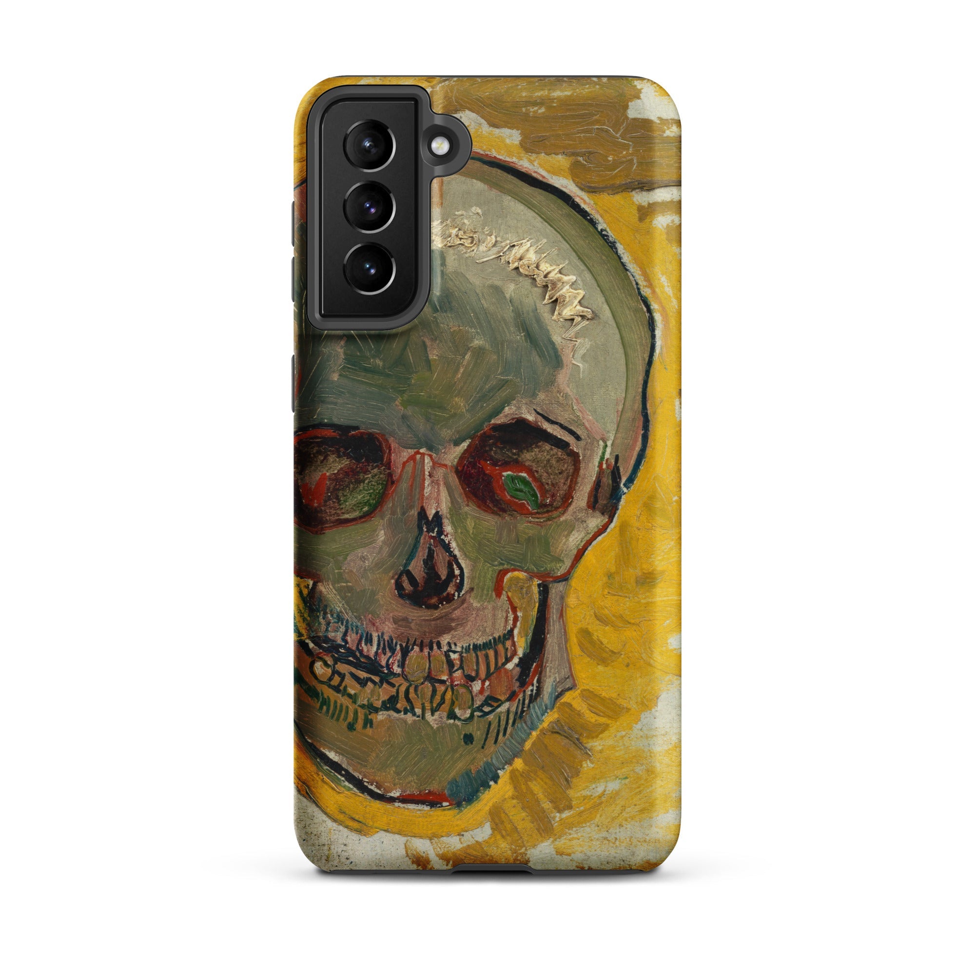 Skull Vincent Van Gogh Fever Dream Samsung Case, Galaxy S21 Plus / Matte, Phone Case Stylized Skull Painting Yellow Background