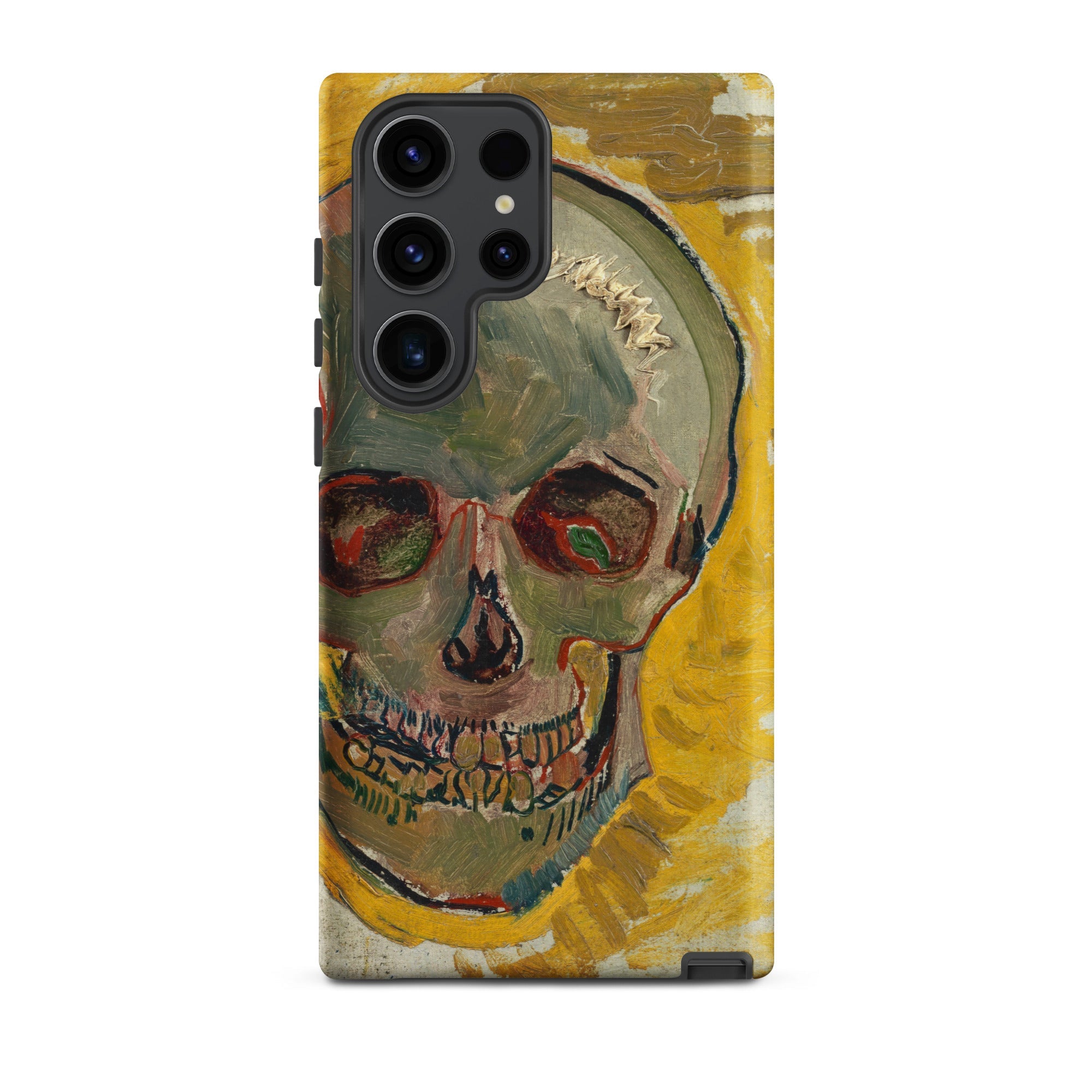 Skull Vincent Van Gogh Fever Dream Samsung Case, Galaxy S23 Ultra / Matte, Phone Case Painted Skull Yellow Background