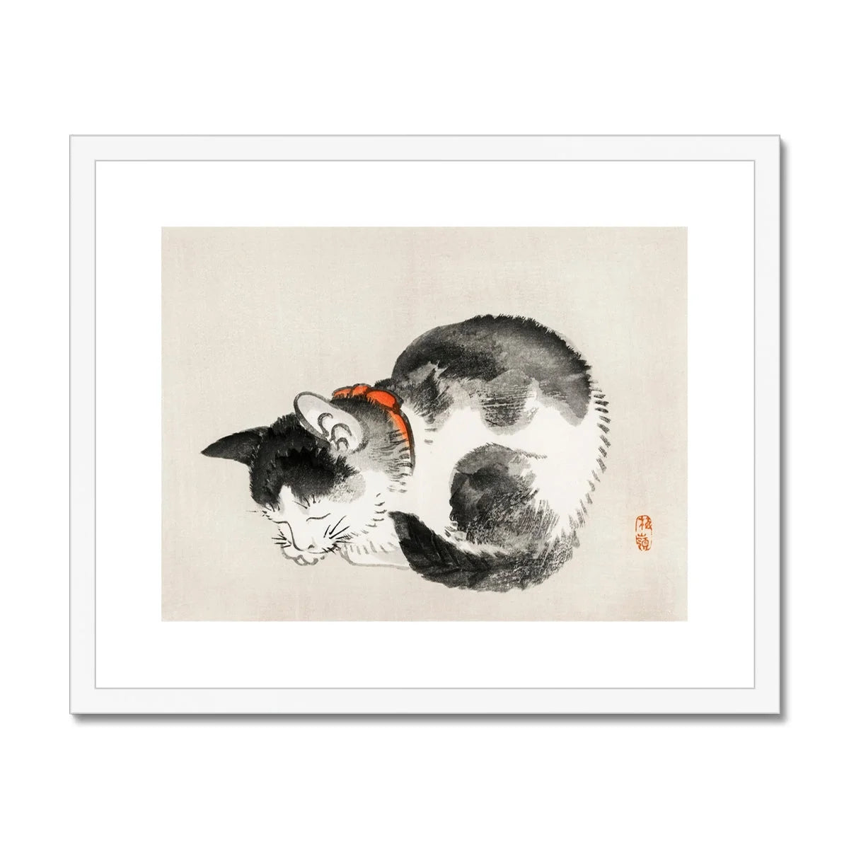 Sleeping Cat - Kōno Bairei Meiji-era Animal Art Print Posters Prints & Visual Artwork