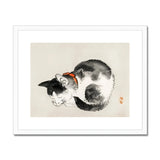 Sleeping Cat - Kōno Bairei Meiji-era Animal Art Print, Black White Cat Painted Traditional Asian Ink Wash