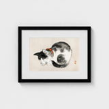 Sleeping Cat - Kono Bairei Meiji-era Animal Art Print / Canvas Kōno Bairei’s Mesmerizing, Woodblock, Edo-era Japan Feline Prints