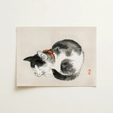 Sleeping Cat - Kōno Bairei Meiji-era Animal Art Print / Canvas, 12x16’’ / 31x41cm / Unframed / no Border, Posters Prints & Visual Artwork,