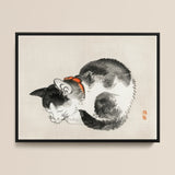 Sleeping Cat - Kōno Bairei Meiji-era Animal Art Print / Canvas, 12x16’’ / 31x41cm / Black Frame, Posters Prints & Visual Artwork, Toby Leon