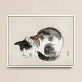 Sleeping Cat - Kōno Bairei Meiji-era Animal Art Print / Canvas, 12x16’’ / 31x41cm / White Frame, Posters Prints & Visual Artwork, Toby Leon