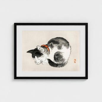 Sleeping Cat - Kono Bairei Meiji-era Animal Art Print / Canvas Kōno Bairei’s Mesmerizing, Woodblock, Edo-era Japan Feline Prints