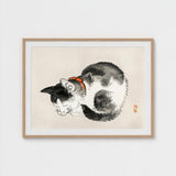 Sleeping Cat - Kono Bairei Meiji-era Animal Art Print / Canvas Kōno Bairei’s Mesmerizing, Woodblock, Edo-era Japan Feline Prints
