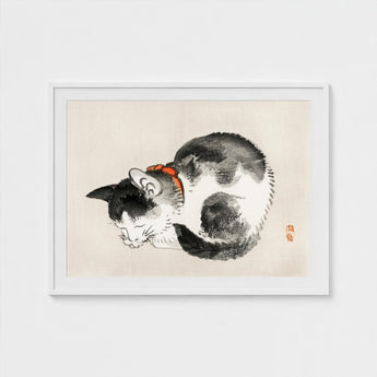 Sleeping Cat - Kono Bairei Meiji-era Animal Art Print / Canvas Kōno Bairei’s Mesmerizing, Woodblock, Edo-era Japan Feline Prints