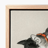 Framed Canvas Print Black White Ink-style Illustration Animal Kōno Bairei’s Mesmerizing Sleeping Cat, Woodblock, Edo-era Japan Feline Art