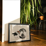 Sleeping Cat - Kōno Bairei Meiji-era Animal Art Print, Framed Black White Artwork Cat Ink Wash Painting