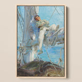 Sleeping Sailor - Impresión artística de Henry Scott Tuke / Lienzo, 12x18’’ / 31x46cm / Marco natural, pósters impresos y arte visual, Toby Leon