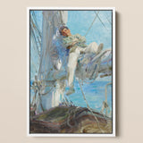 Sleeping Sailor - Impresión artística de Henry Scott Tuke / Lienzo, 12x18’’ / 31x46cm / Marco blanco, pósters impresos y arte visual, Toby Leon