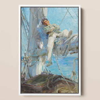 Sleeping Sailor - Impresión artística de Henry Scott Tuke / Lienzo, 12x18’’ / 31x46cm / Marco blanco, pósters impresos y arte visual, Toby Leon