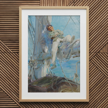 Sleeping Sailor - Impresión artística de Henry Scott Tuke / Lienzo, 20x30’’ / 51x76cm / Marco natural / Paspartú, pósters impresos y arte visual, Toby