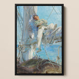 Sleeping Sailor - Henry Scott Tuke Art Print / Canvas Framed Oil Painting Sailor Light-colored Attire Deck Ship Henry Scott Tuke, Scott,