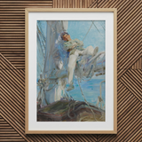 Sleeping Sailor - Henry Scott Tuke Art Print / Canvas Framed Painting Light Wood Frame White Man Sailboat Henry Scott Tuke, Scott, Sleeping