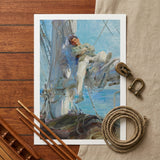 Sleeping Sailor - Henry Scott Tuke Art Print / Canvas Framed Painting Man Sailboat Rendered Impressionistic Style Soft Henry Scott Tuke,
