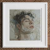 Slip n Slide - Subtle Homoerotic Wall Art Print / Canvas Framed Person Closed Eyes Curly Hair Partially Milk, Slipping, Warm, Private